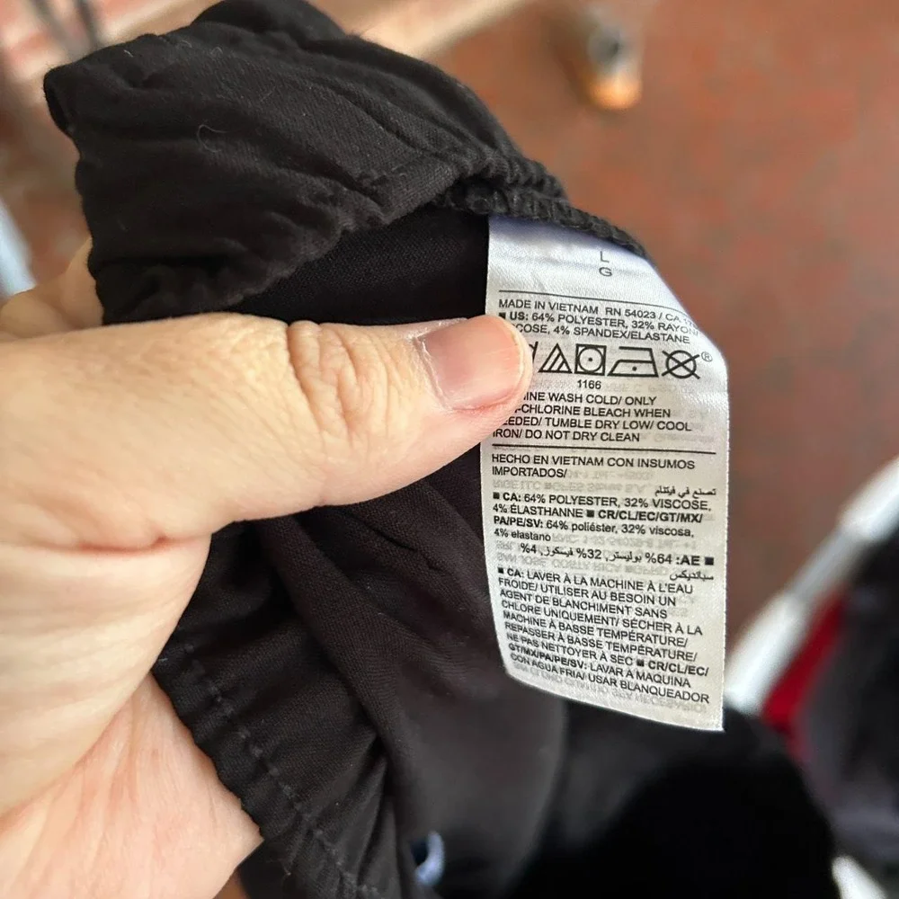 Old Navy High Rise Billie Pants Womens Large Black Pockets Tie Waist Minimalist